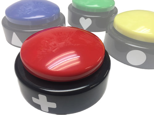 Affordable Buzzers Wireless Tabletop Buzzers with Crowd Trivia symbols